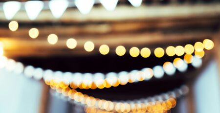 Macro view of lights at a cannabis wedding
